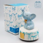 Carillon Elefantino Celeste in Porcellana con Scatola Decorata - immagine 2