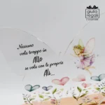 Lampada LED a Farfalla con Fatina in Plexiglass e Legno - Luce Notturna USB o a Pile 14,5x6x15 cm - immagine 2