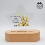 Lampada LED a Stella Piccolo Principe in Plexiglass e Legno - Luce Notturna USB o a Pile 14,5x6x16 cm