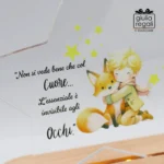 Lampada LED a Stella Piccolo Principe in Plexiglass e Legno - Luce Notturna USB o a Pile 14,5x6x16 cm