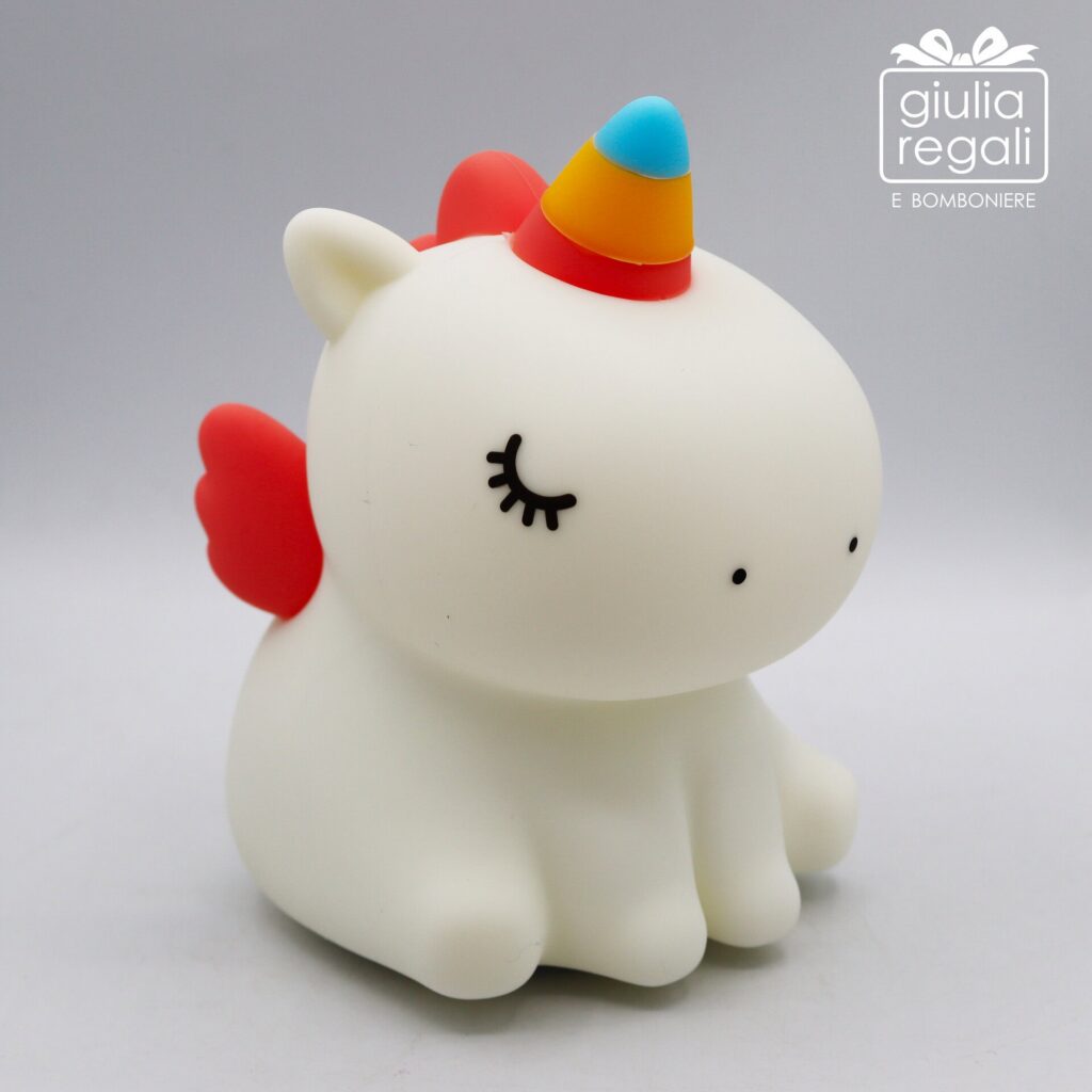 Lampada Unicorno in Silicone Bianco con Luce LED Multicolore - Touch