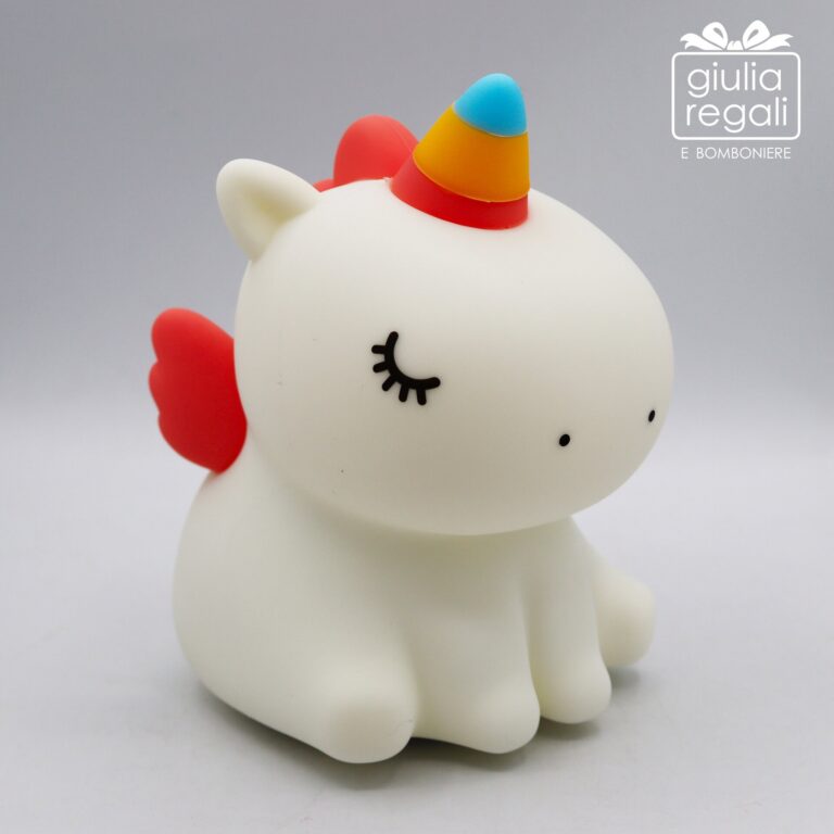 Lampada Unicorno in Silicone Bianco con Luce LED Multicolore - Touch