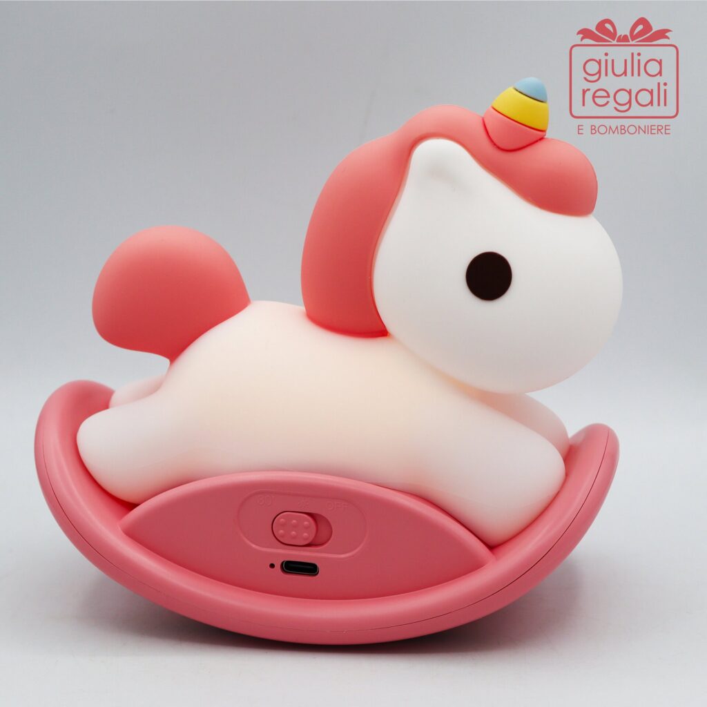 Lampada Unicorno in Silicone Rosa con Luce LED – Ricaricabile USB