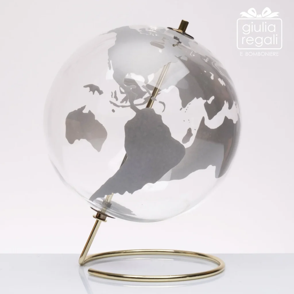 Mappamondo vetro trasparente 20 cm - Amici di Cuorematto
