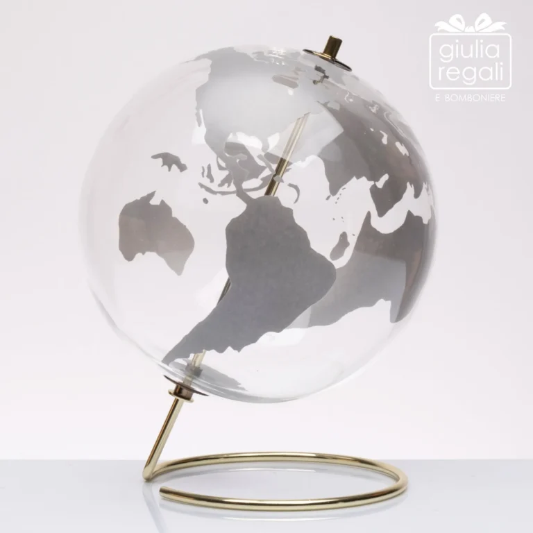 Mappamondo vetro trasparente 20 cm - Amici di Cuorematto