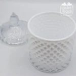 Scatola cilindrica in vetro con coperchio decorato - 8,5x13 cm - immagine 2