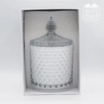 Scatola cilindrica in vetro con coperchio decorato - 8,5x13 cm - immagine 3