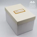 Scatola cilindrica in vetro con coperchio decorato - 8,5x13 cm