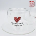 Set 2 tazzine caffè con piattino vetro borosilicato 80 ml - Cuorematto - immagine 2