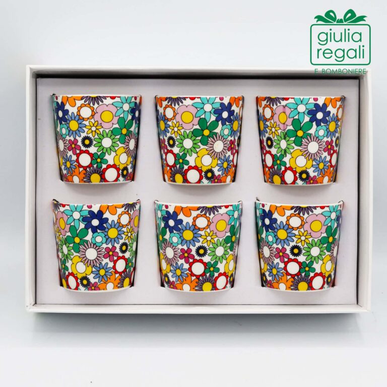 Set 6 bicchierini da caffè Fiorello Cuorematto con scatola regalo