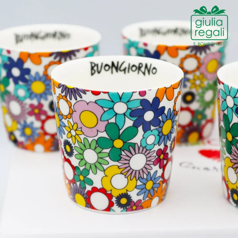 Set 6 bicchierini da caffè Fiorello Cuorematto con scatola regalo