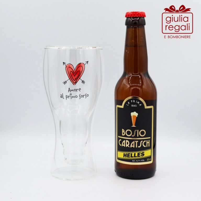 Set bicchiere con bottiglia di birra - Cuorematto