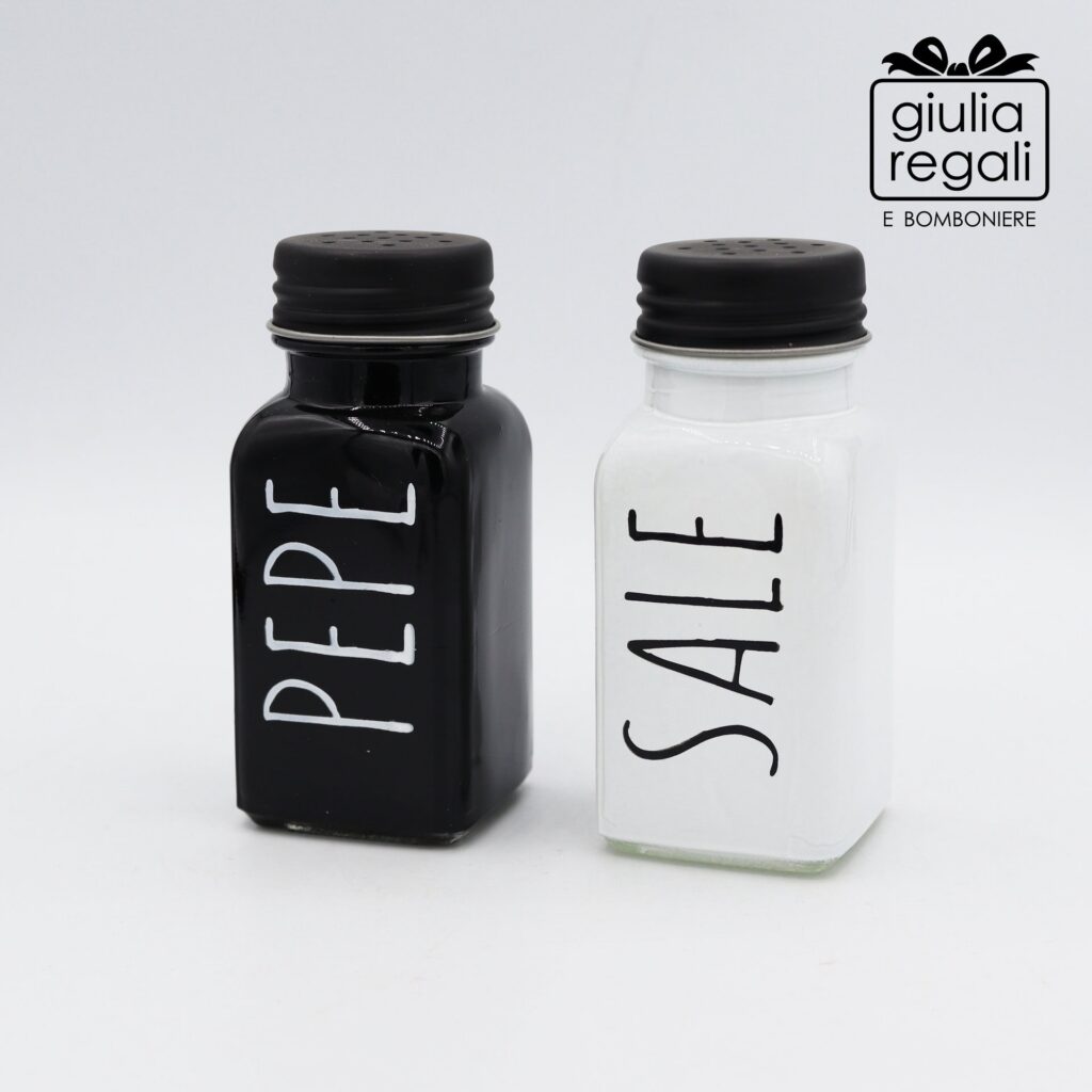 Set sale e pepe in vetro - altezza 9 cm
