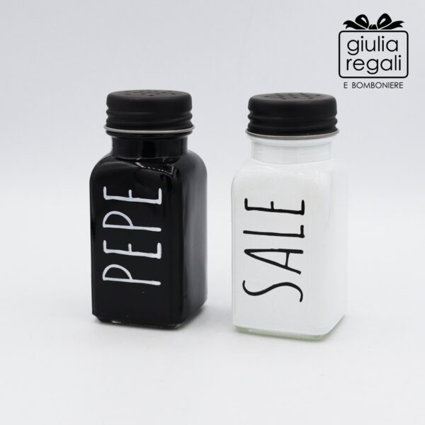 Set sale e pepe in vetro - altezza 9 cm