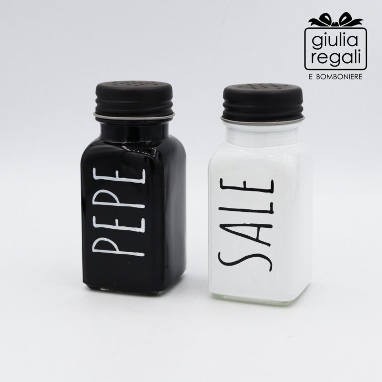 Set sale e pepe in vetro - altezza 9 cm