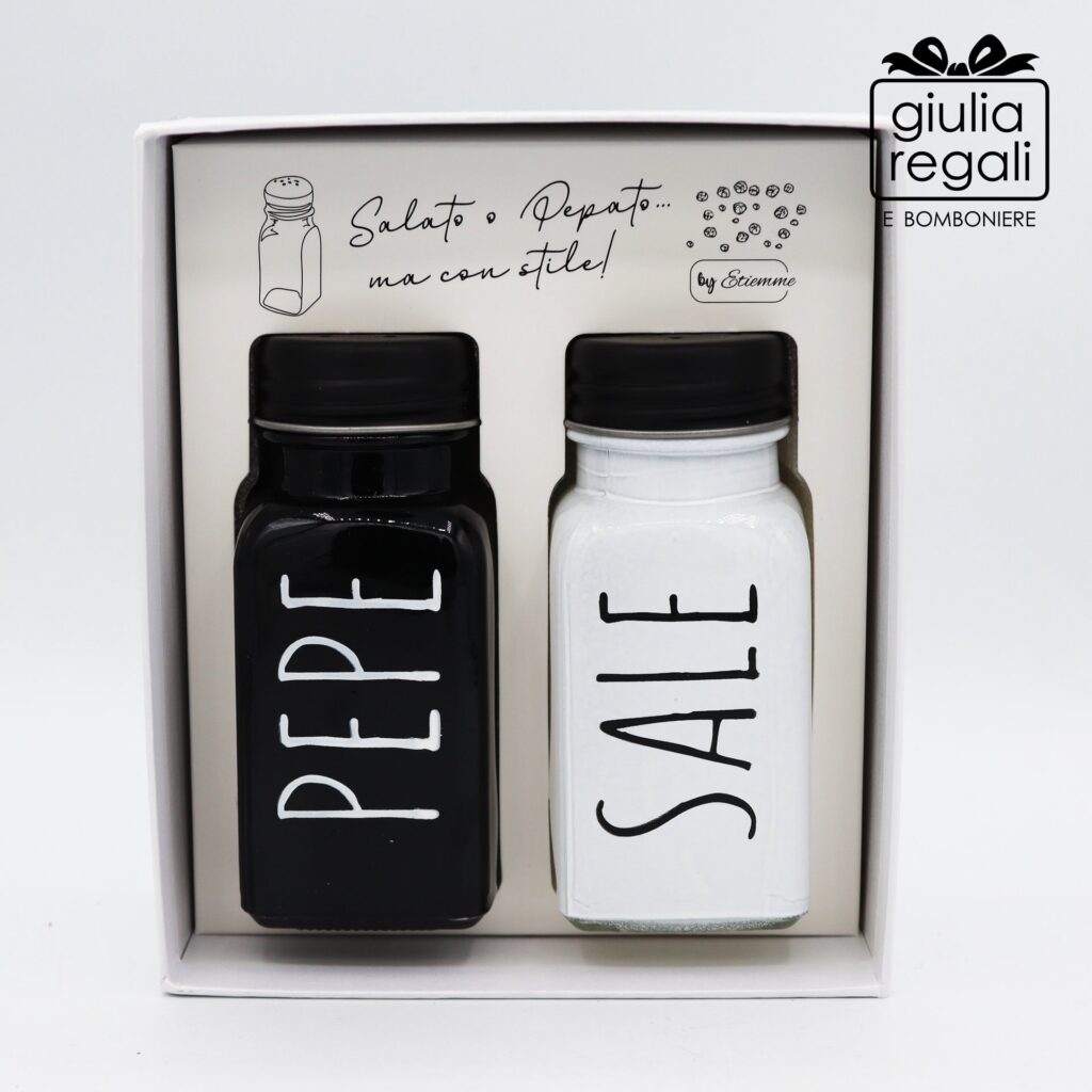 Set sale e pepe in vetro - altezza 9 cm