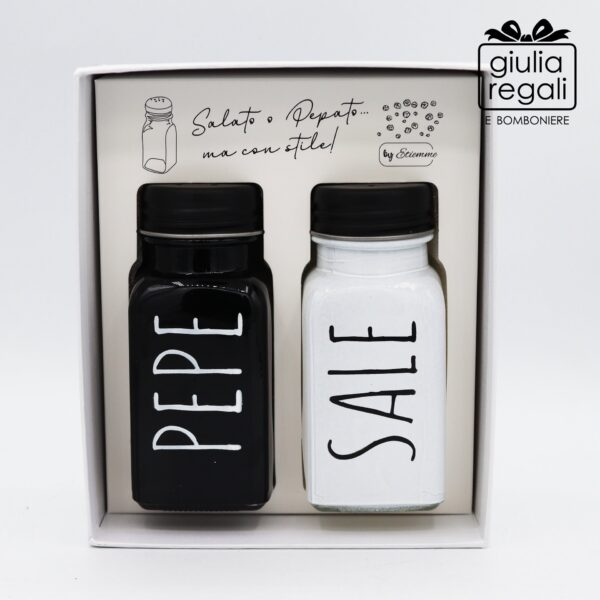 Set sale e pepe in vetro - altezza 9 cm