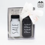 Set sale e pepe in vetro - altezza 9 cm