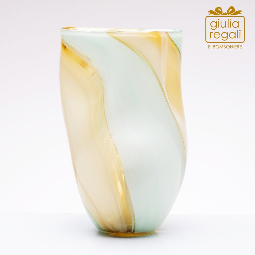 Vaso Tortora Tiffany in Vetro Soffiato a Bocca - Decorazione Artigianale h29