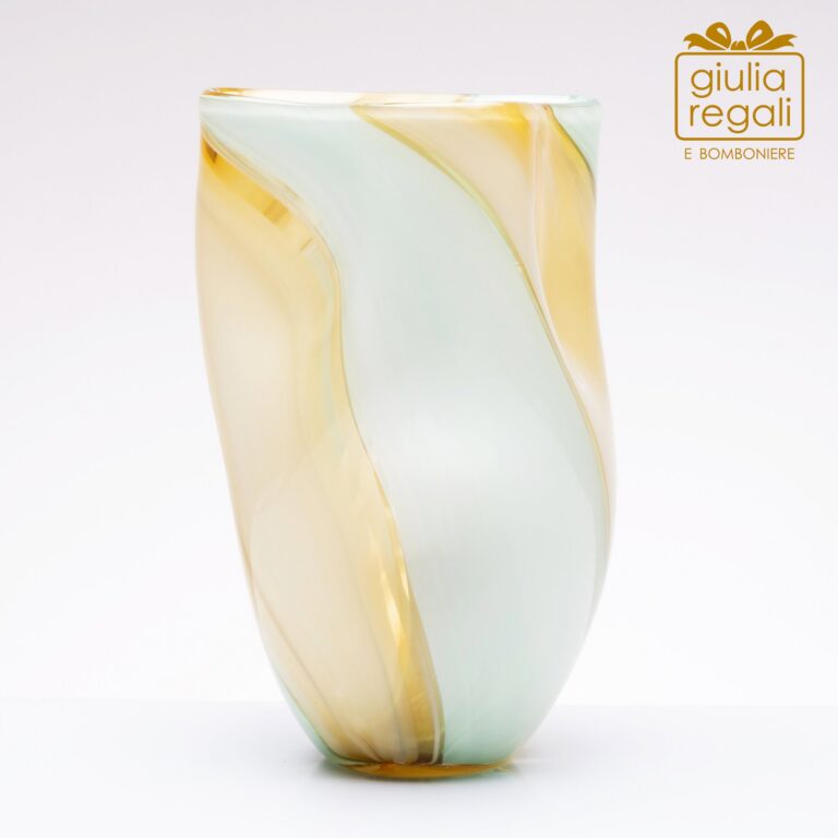 Vaso Tortora Tiffany in Vetro Soffiato a Bocca - Decorazione Artigianale h29