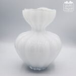 Vaso in vetro bianco decorativo 15x19,5 cm