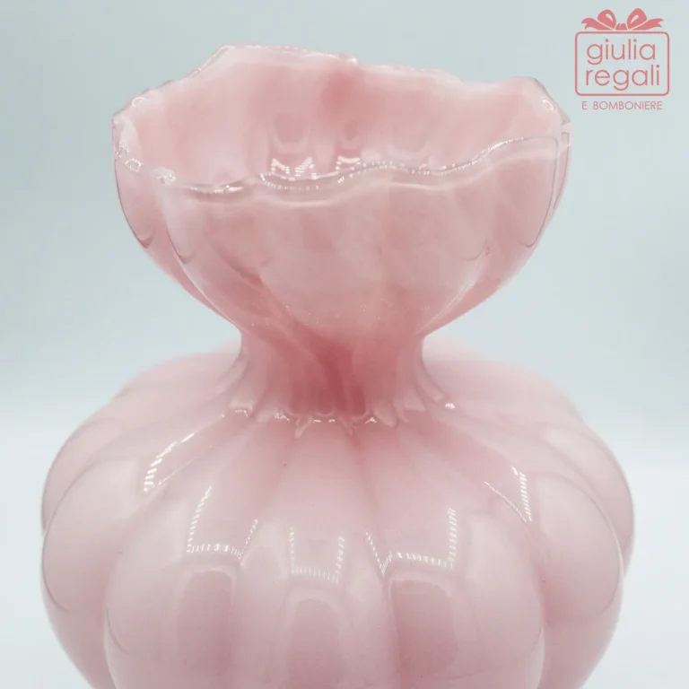 Vaso in vetro rosa decorativo 15x19,5 cm