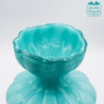 Vaso in vetro turchese decorativo 15x19,5 cm - immagine 2