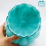 Vaso in vetro turchese decorativo 15x19,5 cm