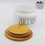 Zuccheriera in vetro con coperchio in legno - 10x7 cm