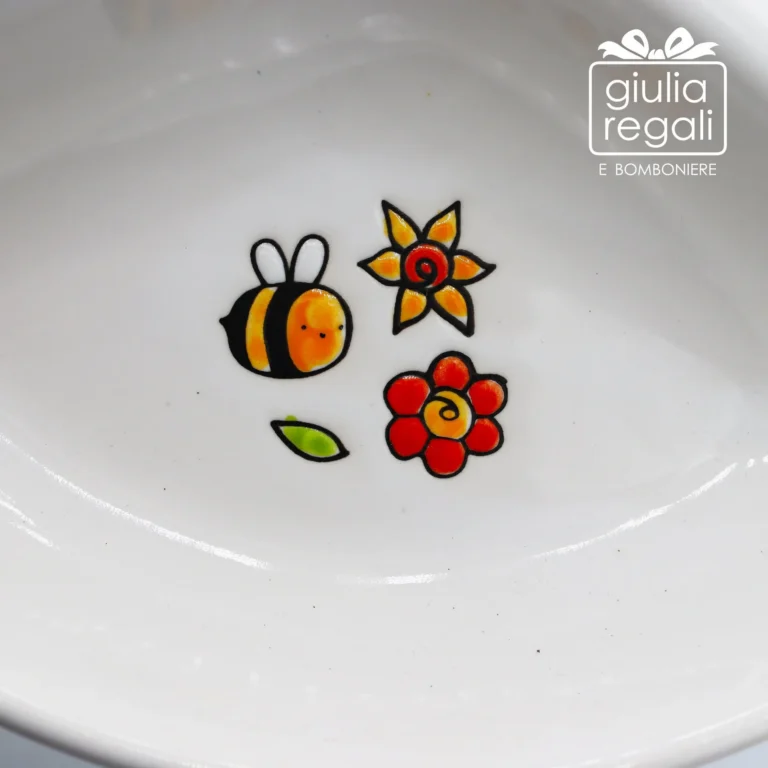 Antipastiera in Ceramica 3 Scomparti Cuorematto - Api e Fiori 22 cm