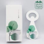 Apribottiglie in metallo con decoro foglie verdi e strass - Made in Italy