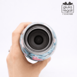 Borraccia termica in acciaio decorata a fiori base celeste - 500 ml