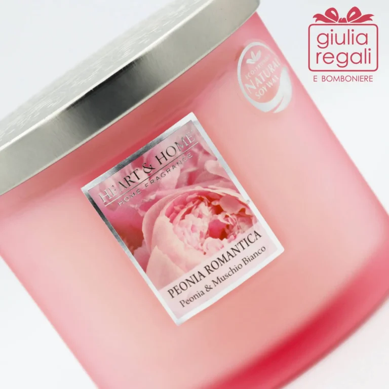 Candela profumata Peonia e Muschio Bianco - Peonia romantica doppio stoppino 220 g