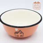 Ciotola Rosa Pesca con Casetta in Ceramica