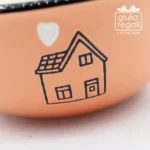 Ciotola Rosa Pesca con Casetta in Ceramica