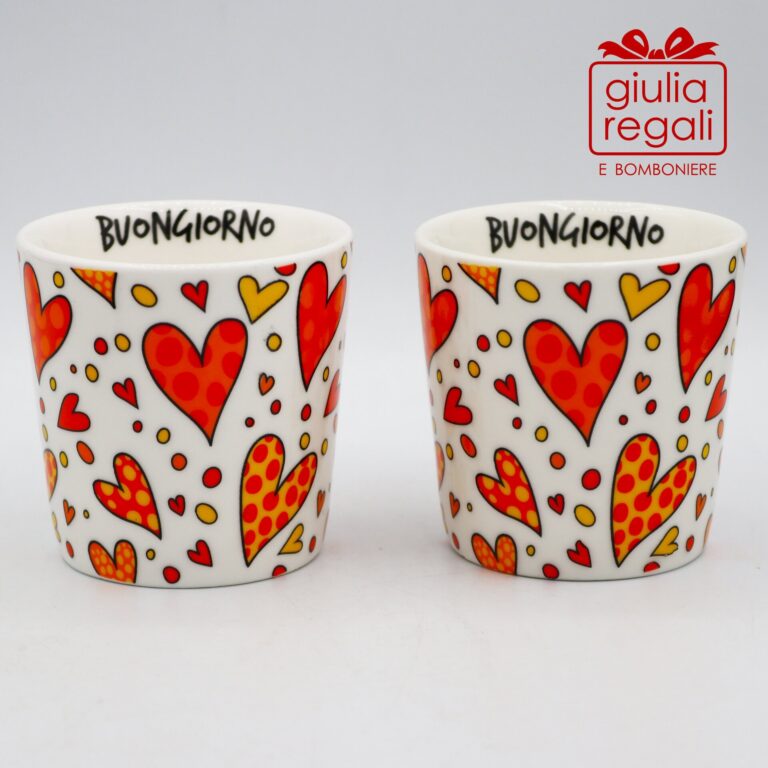 Coppia Tazzine cuori arancio Cuorematto