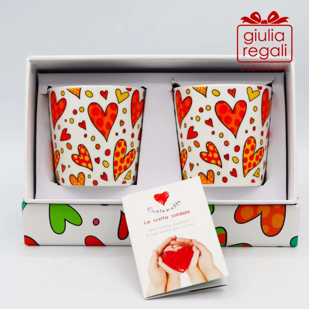 Coppia Tazzine cuori arancio Cuorematto