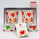 Coppia Tazzine cuori arancio Cuorematto