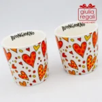 Coppia Tazzine cuori arancio Cuorematto