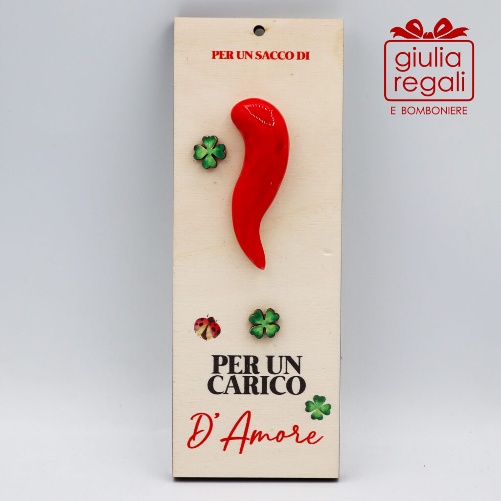 Cornetto Fortuna Amore quadretto in legno artigianale