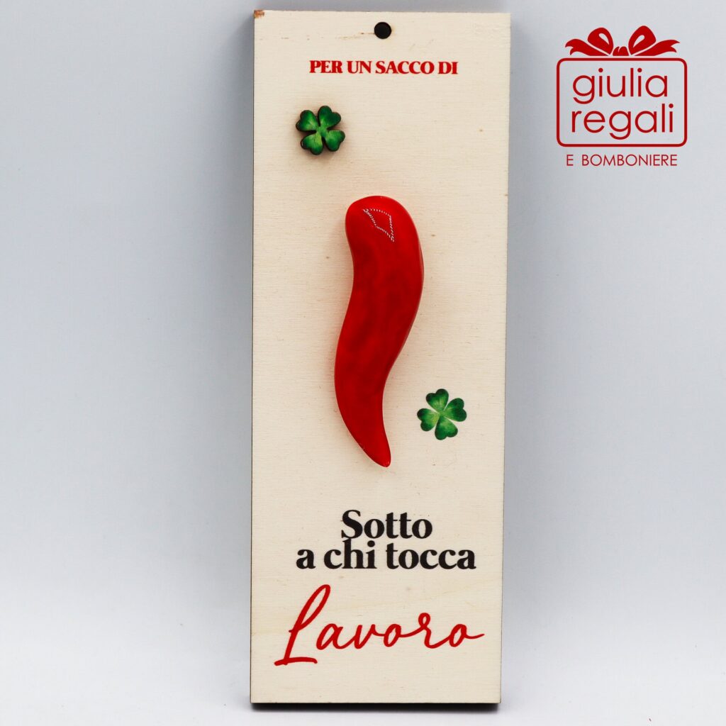 Cornetto Fortuna Lavoro quadretto in legno artigianale