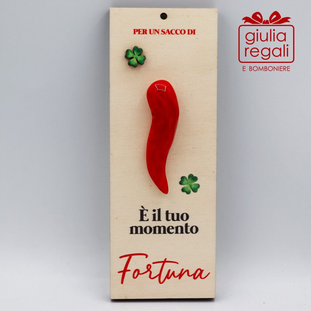 Cornetto Fortuna quadretto in legno artigianale