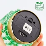 Lampada cilindrica in vetro verde con rilievi - 12x9 cm LED