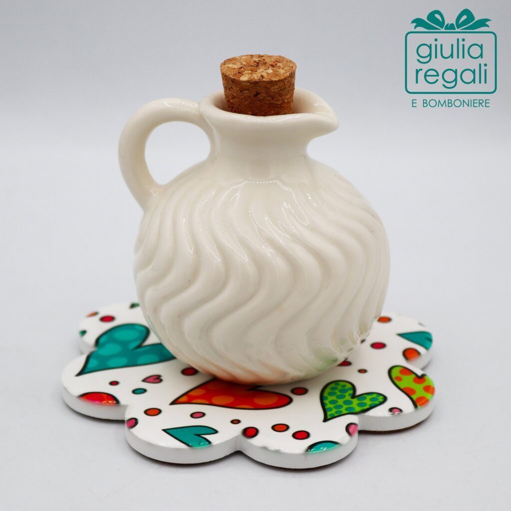 Oliera in ceramica con sottopiatto cuori Cuorematto
