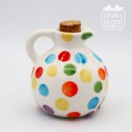 Oliera in ceramica decorata a pois colorati - 8x7 cm con scatola