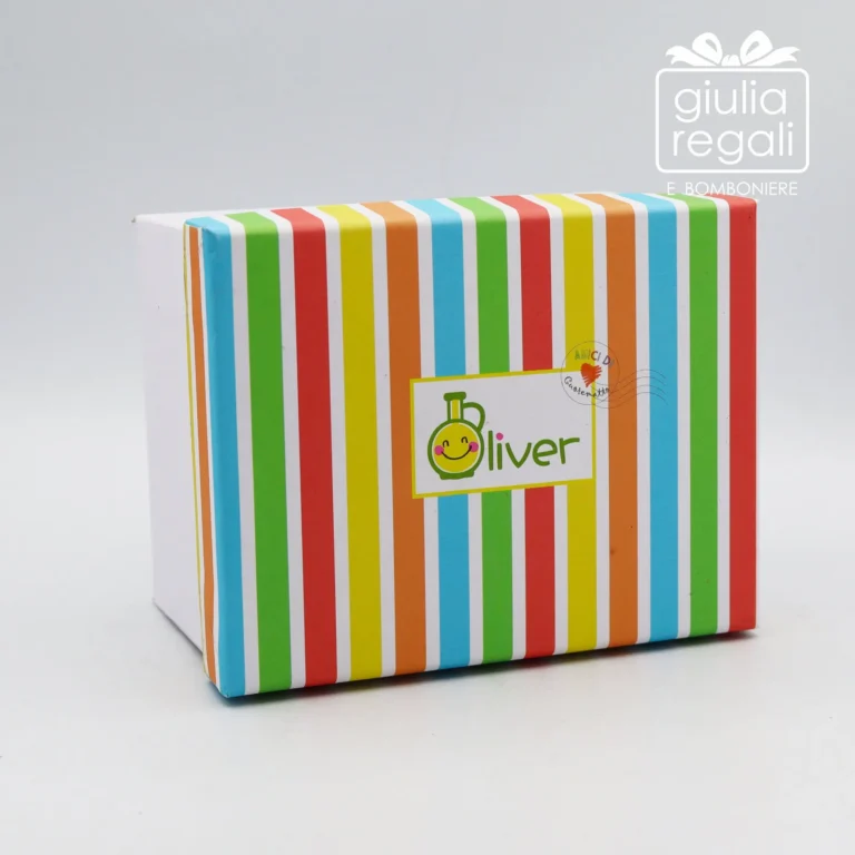 Oliera in ceramica decorata a pois colorati - 8x7 cm con scatola