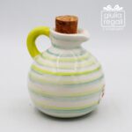 Oliera in ceramica decorata a righe verde e giallo - 8x7 cm