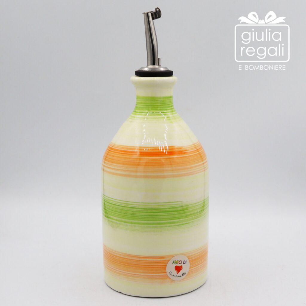 Oliera in ceramica decorata con tappo versatore