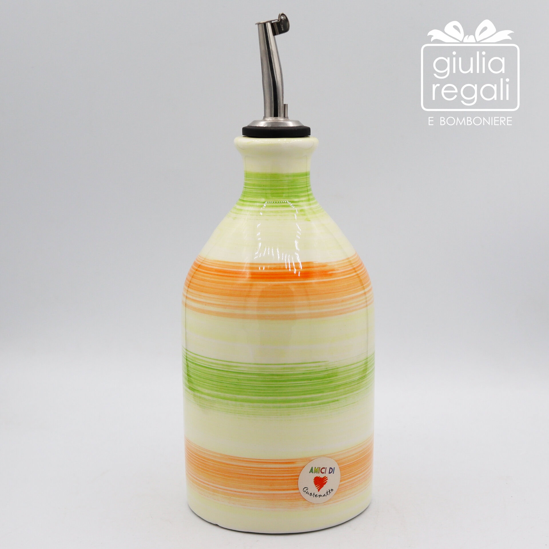 Oliera in ceramica decorata con tappo versatore - 01 Oliera in ceramica decorata con tappo versatore