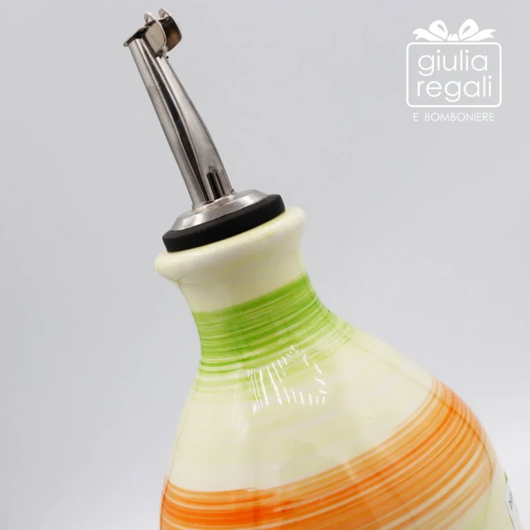 Oliera in ceramica decorata con tappo versatore